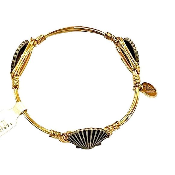 New High Quality Gold Sea Shell Hand Made Wire Wrapped Bangle Gify Bracelet - Picture 5 of 8